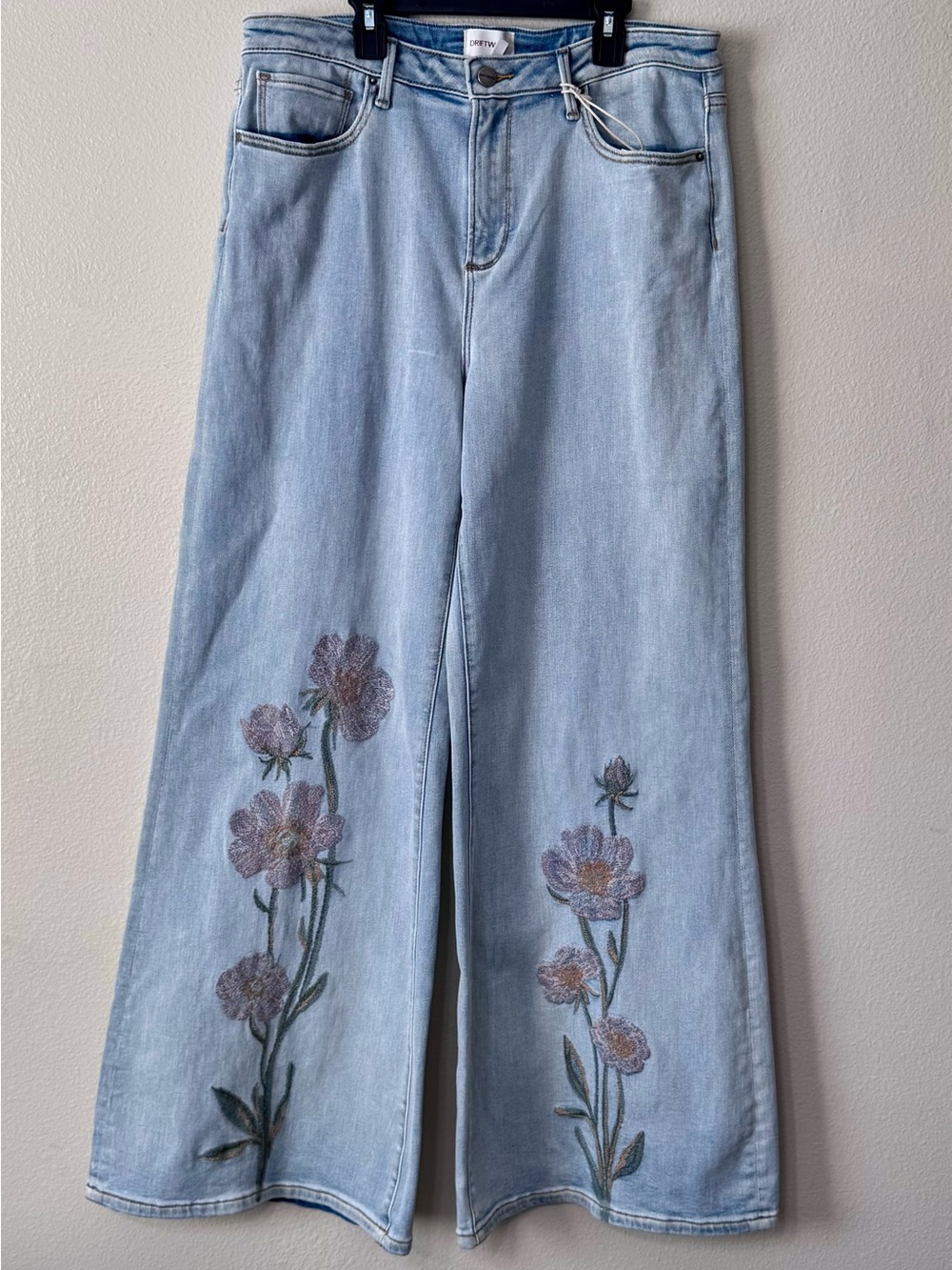 NWT Driftwood Premier Dre Floral Embroidered Wide Leg Jeans W33 L32 - Picture 2 of 9